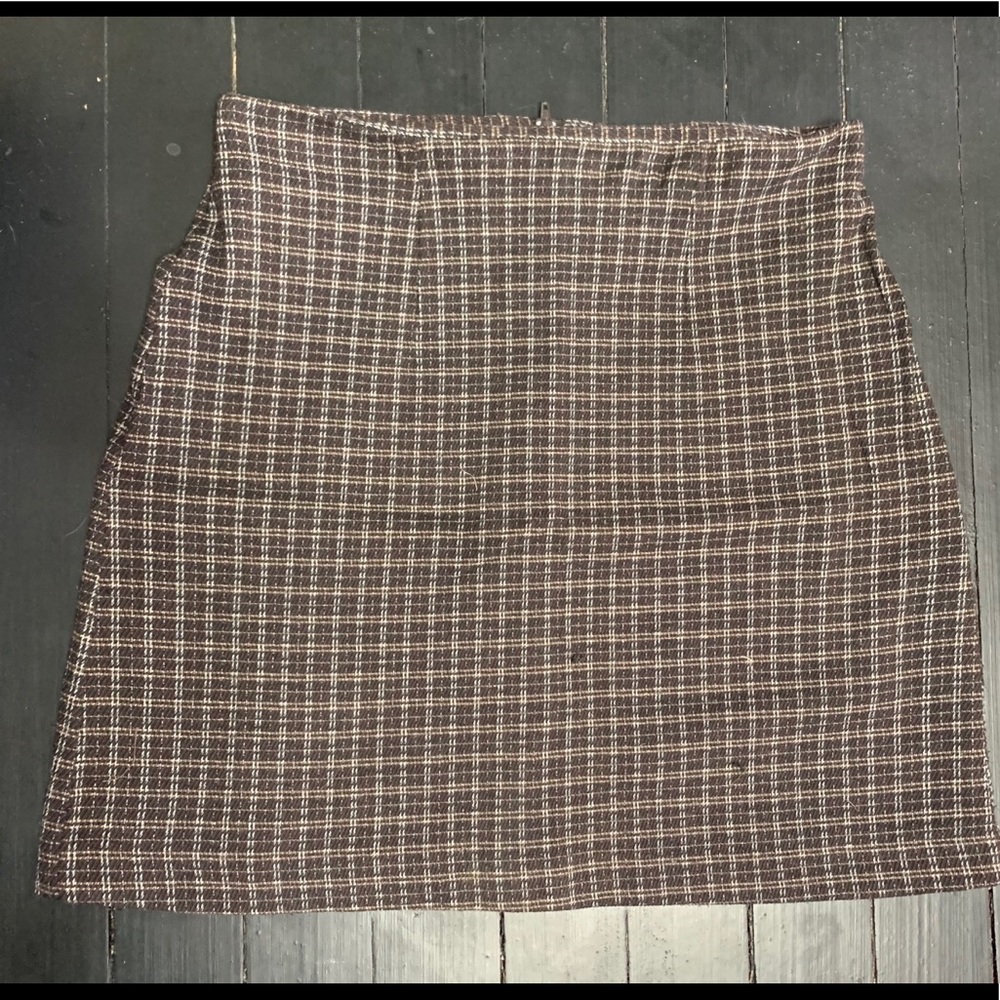 Brown plaid mini skirt